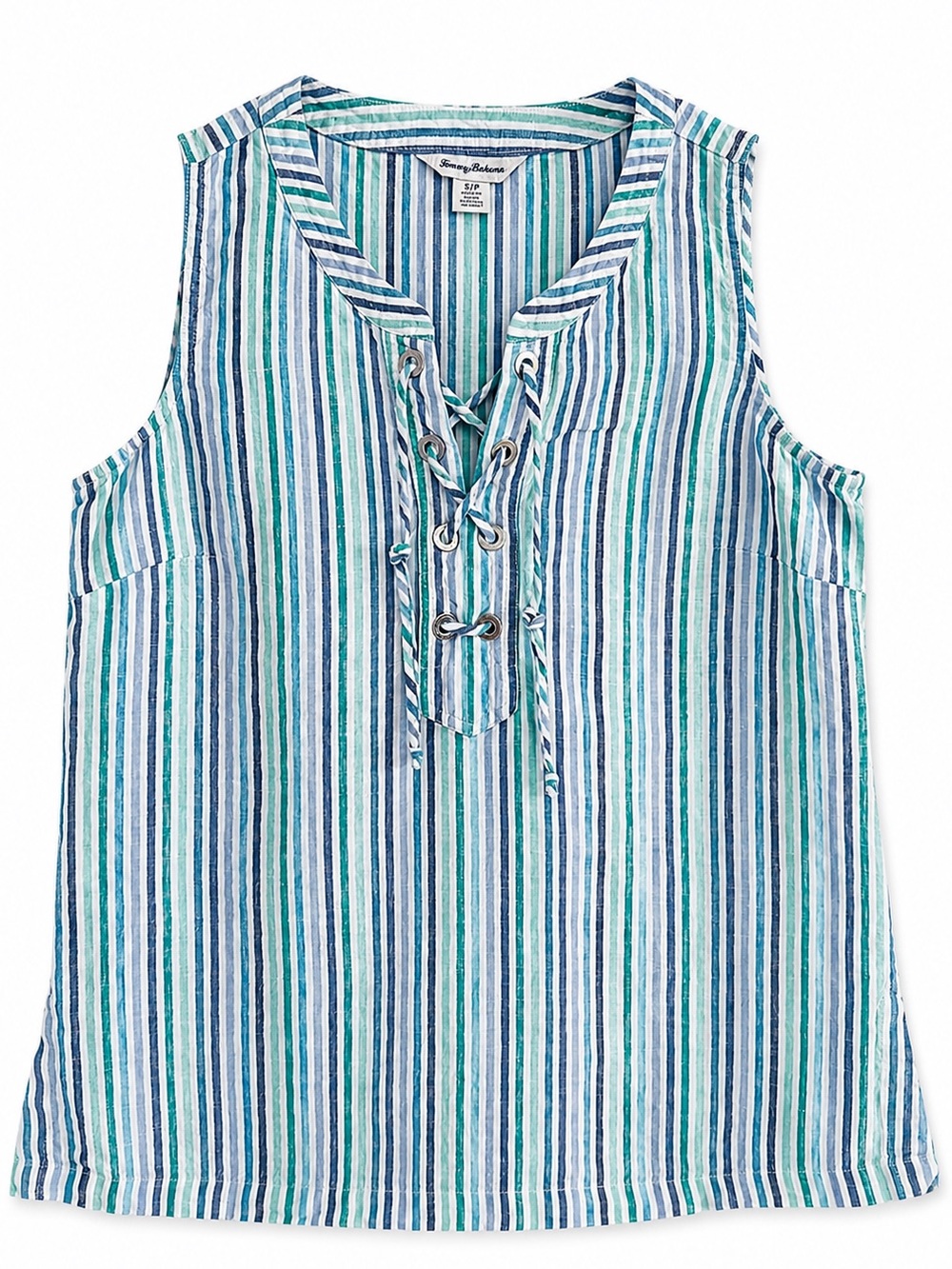 Tommy Bahama Vitamin Sea Stripe Linen Sleeveless Tunic Top SW320896 Small